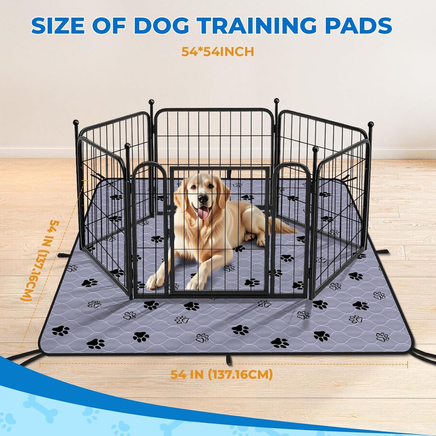 Fostanfly Washable Pee Pads for Dogs, 2 Pack Reusable Super Absorbent Potty Pads, Non-Slip and Leak-Proof 54"x54" for Whelping, Extra Large Potty Training Washable for Puppy