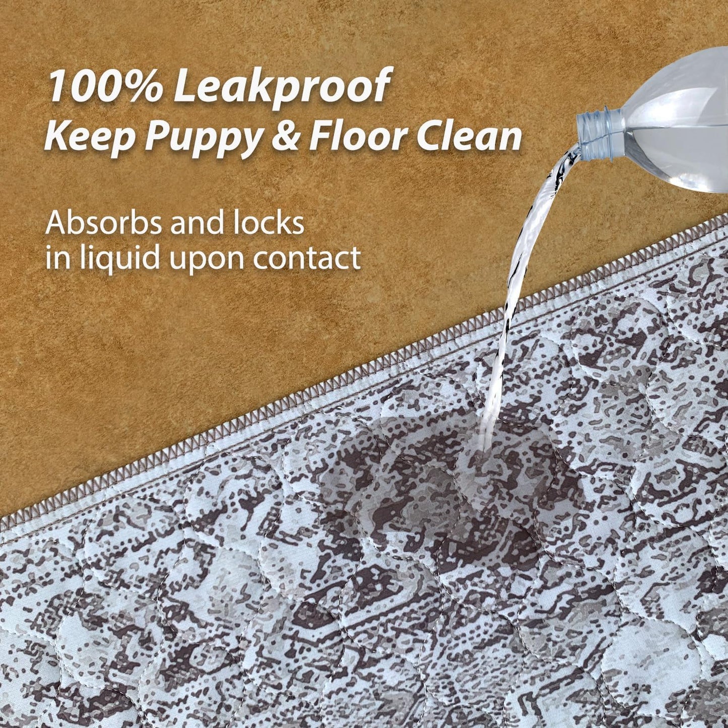 nunubaby 4PACK Washable Pee Pads for Dogs, Stylish, Non-Slip and Leak-Proof Pee Pads. Reusable Potty Pads for Dogs for Crates and Floors.(Brown/Geo, 24" x36")