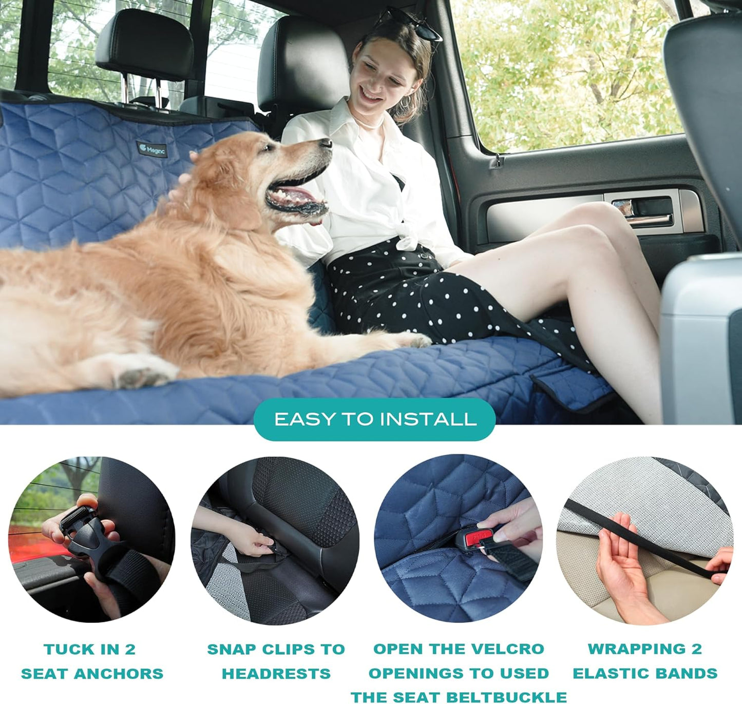 Dog Car Seat Covers for Back Seat, Heavy Duty Pet Bench Seat Covers for Trucks Waterproof Protector Back Seat Nonslip Dogs Car Seat Covers for Crew Cab/Ford F-Series/Ram 1500/Sierra/Silverado