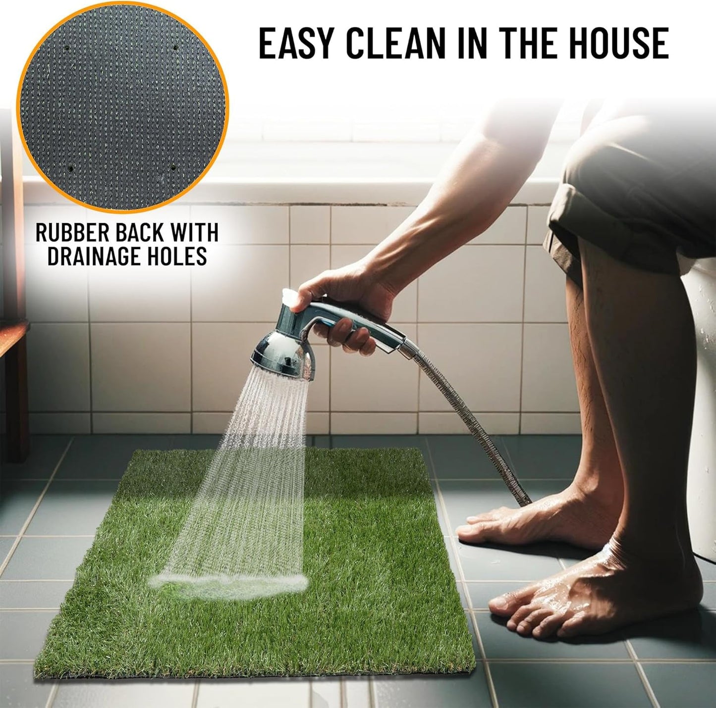 Ottomanson Artificial Grass Puppy Potty Training Pad, 2' x 2'7" Reusable Pee Pad for Small Pets and Dogs