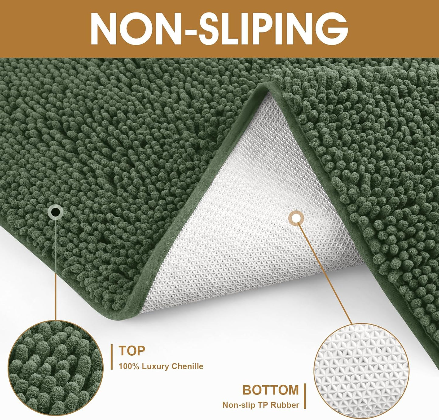 Dog Door Mats for Muddy Paws, Chenille Absorbent Dog Mats, Non Slip Heavy Mud Mat for Dogs, Soft Pet Mat for Entryway, Mud Paws, Inside Floor,48" x 38", Olive