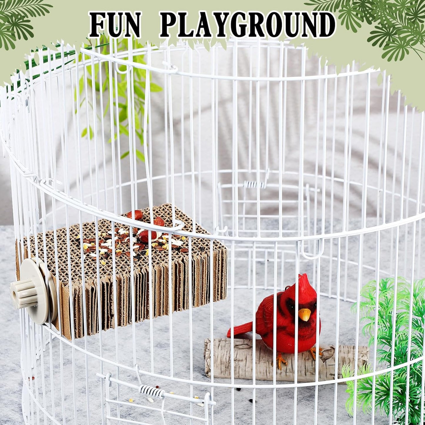 2 Pieces Bird Chew Toy Parrot Cage Perch Cardboard Platform Bird Paw Grinding Stand Parrot Cage Playground for Macaws, Small Parakeets, Conures, Budgies, Finches Conure Cockatiel (Small)