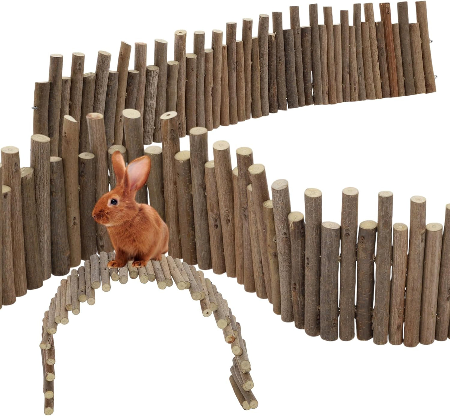 Hamster Toys, Flexible Hamster Wooden Bridge, 11.8In Hamster Fence, Hamster Cage Decor and Platforms, Hamster Cage Accessories(19.69In)
