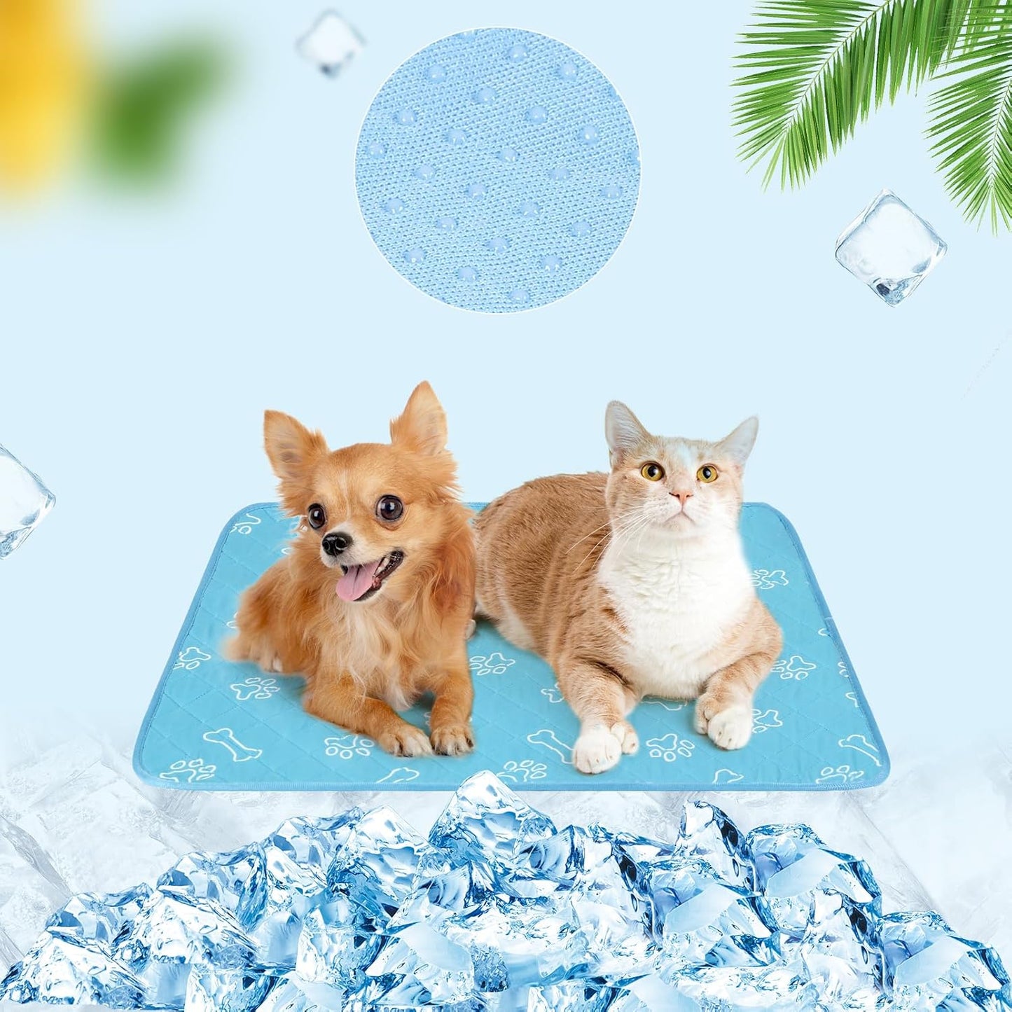 BEAUTYZOO Upgraded Dog Self Cooling Mat Ice Silk Chill Pads for Small Medium Large Dogs Q-MAX＞0.43- Summer Reusable Pet Training Pad - Absorbent Non-Slip Cool Mat for Kennels, Crates, Beds, 18" x 24"