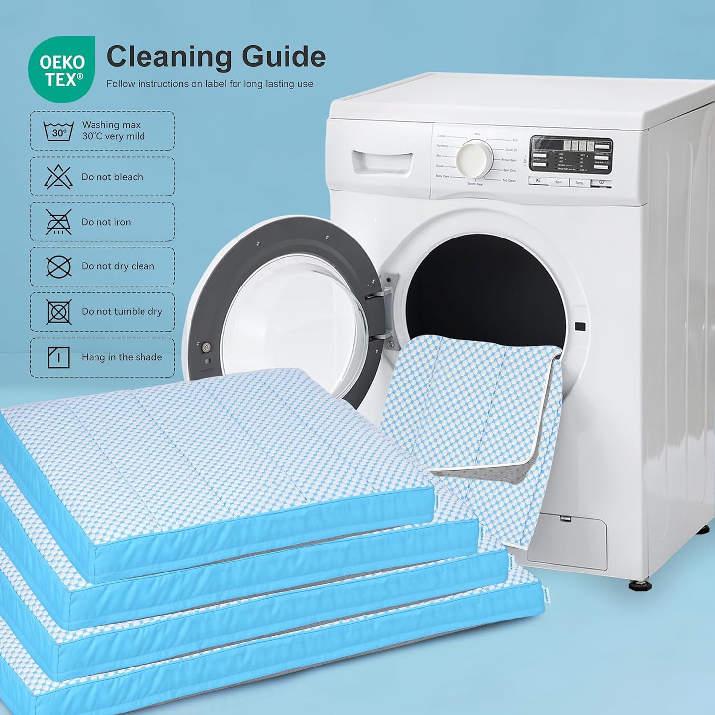 Cooling Dog Bed for Large Dogs - Orthopedic Pet Beds with Memory Foam, QMAX>0.5, Waterproof Removable Washable Cover for Hot Weather, Blue, 35" L x 23" W x 3" H