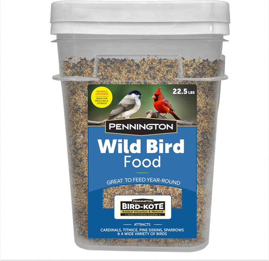Pennington Wild Bird Food, Wild Bird Seed for Outside Feeders, Great to Feed Year-Round, 22.5-lb. Critter-Proof Bucket