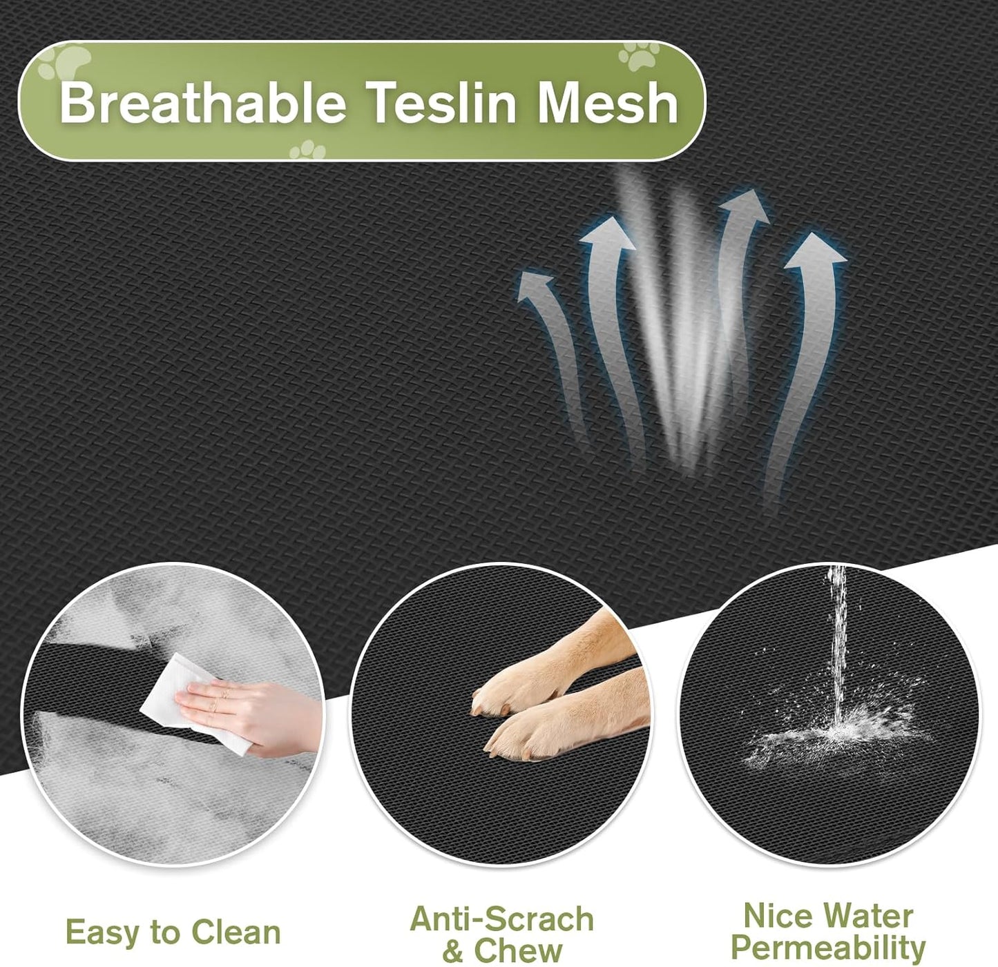 Elevated Dog Bed 42 Inch - Breathable Raised Pet Bed for Large Dogs, Waterproof Dog Cot Bed Easy to Assemble, Durable Portable Pet Cot with Non-Slip Feet, Black