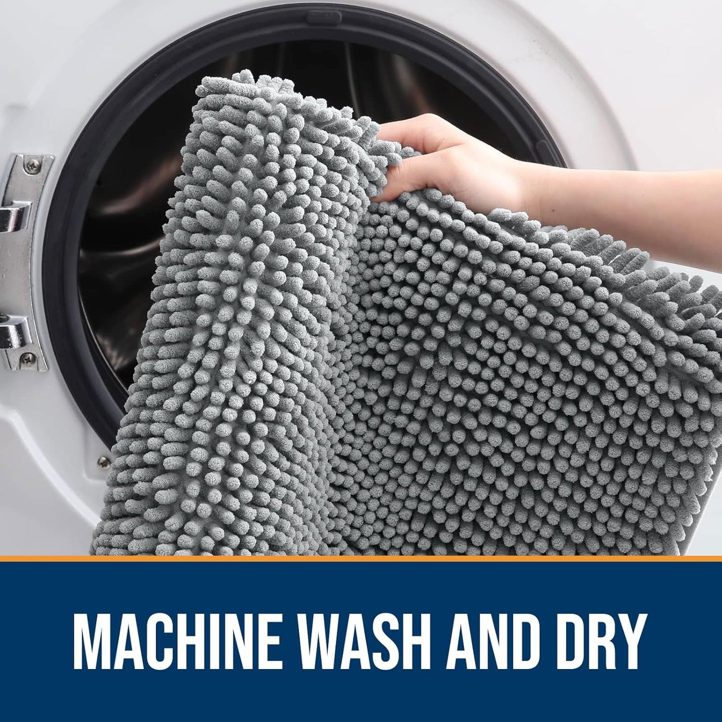 OLANLY Dog Door Mat for Muddy Paws 70x35, Absorbs Moisture and Dirt, Absorbent Non-Slip Washable Doormat, Quick Dry Chenille Mud Mat for Dogs, Entry Indoor Entryway Carpet for Inside Floor, Grey