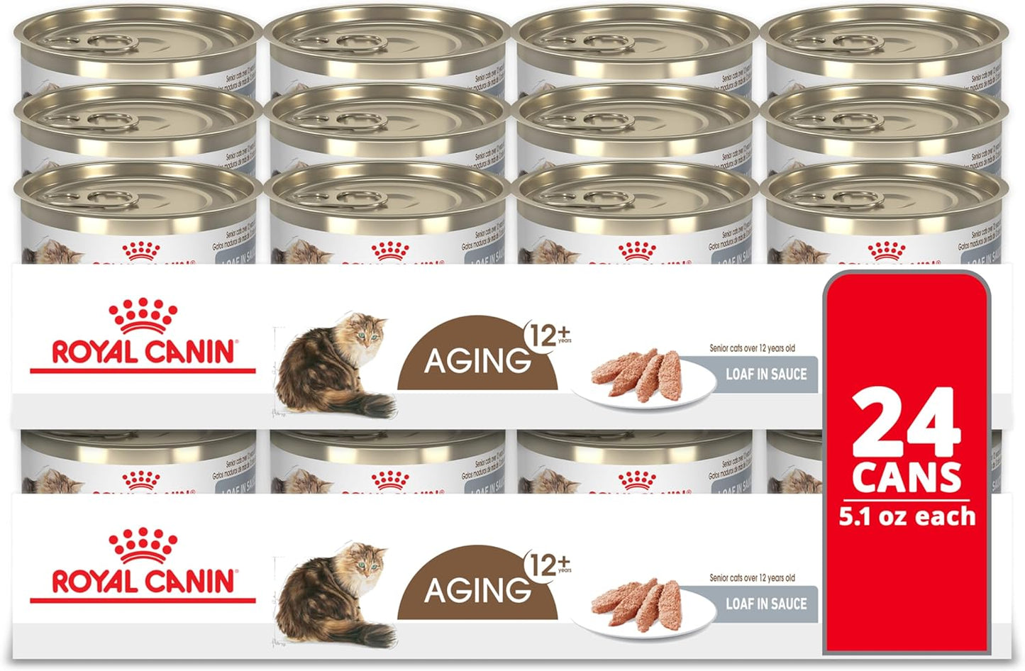 Royal Canin Feline Health Nutrition Aging 12+ Loaf in Sauce Canned Cat Food, 5.1 oz can (24-count)