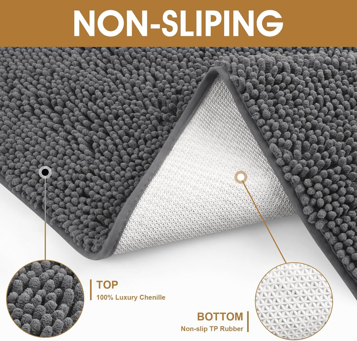 4 Pieces Muddy Door Mats for Dogs, Chenille Absorbent Pet Mats, Quick Dry, Trap Dirt Non Slip Heavy Indoor Doormat Soft Dog Bed Mat Front Inside Door Mat for Indoor Outdoor Entrance,Grey