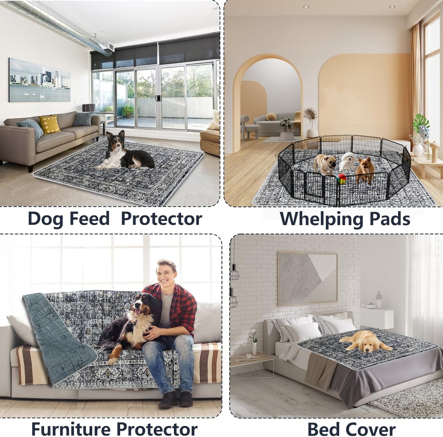 Extra Large Washable Pee Pads for Dogs (72"x72"), Upgrade Reusable Puppy Pads with Non-Slip Rug Pad, Super Thickening Absorbent Leakproof Dog Traning Pads Whelping Pad for Dogs, Doggie