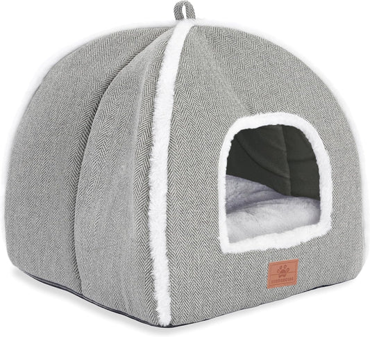 Cat Bed for Indoor Cats - Cat Cave Bed Cat House Cat Tent with Removable Washable Cushioned Pillow, Soft and Self Warming Kitten beds, for Small and Medium Cat Beds & Furniture