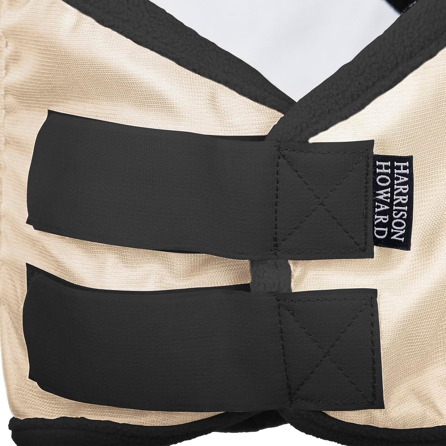 Harrison Howard Pro Luminous Horse Fly Mask Large Eye Space Standard with Ears UV Protection for Horse Light Champagne Medium Cob