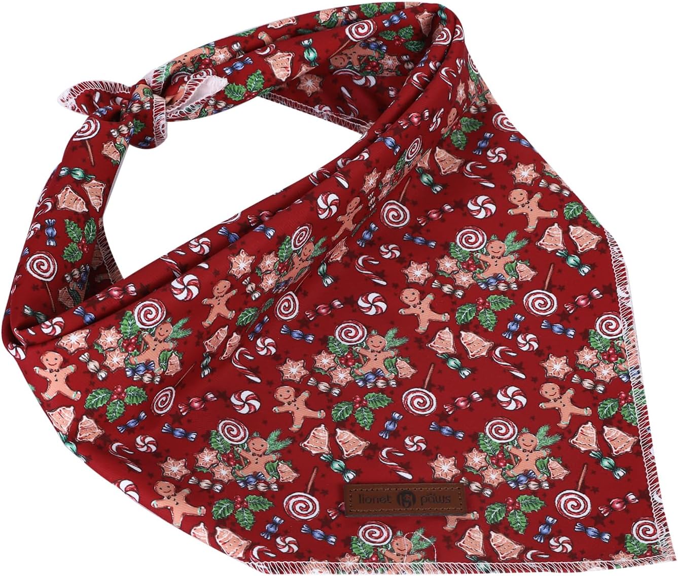 lionet paws Christmas Dog Bandana,Christmas Gingerbread Man Fabric Dogs Kerchief for Small Medium Dogs,Dog Cotton Red Triangle Bibs Scarf for Girl Boy