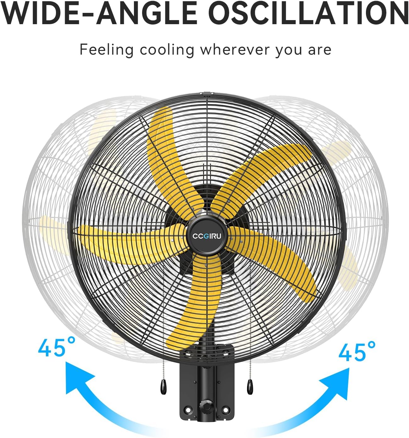 5000 CFM 20" Wall Fan Oscillating, Professional Industrial Wall Mount Fan with 3 Speed for Warehouse, Factory, Workshops, and Garage, UL Listed
