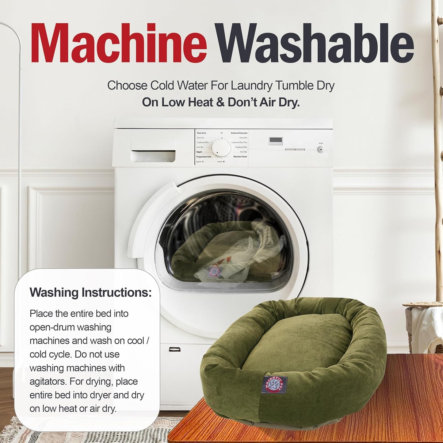 Majestic Pet Villa 24 Inch Shredded Memory Foam Dog Bed for Small Sized Dogs 24x19x7 Inch–Orthopedic Dog Bed - Durable Pet Bed - Washable Small Pet Bed with Head Support-Fern