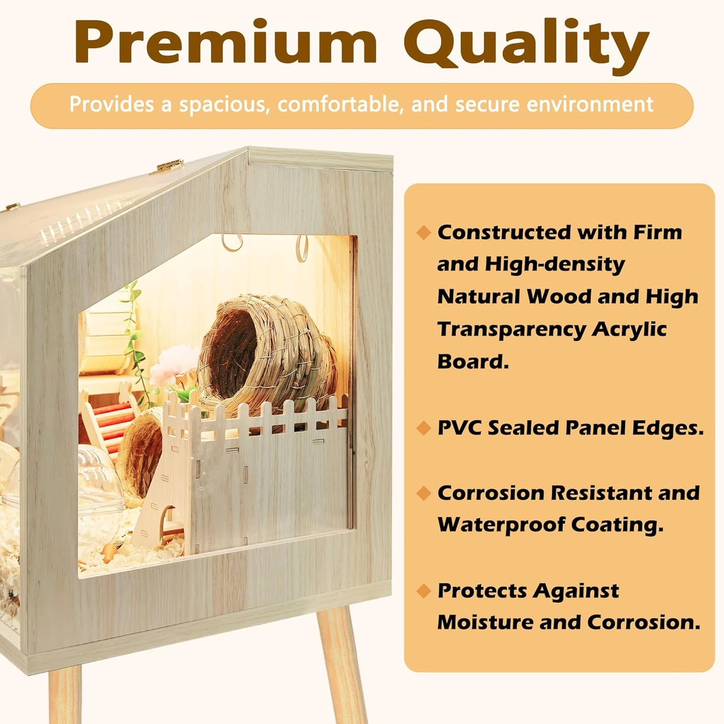 Prolee Hamster Cage with Legs, Guinea Pig Cages Chew Proof, Hamster House, Hamster Cages and Habitats, 24" L x 16" W x 40" H