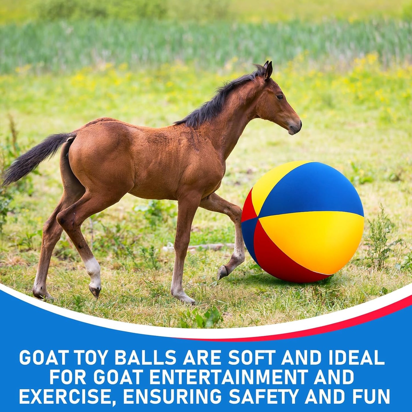 40inch Giant Herding Ball with Ball Cover Anti Burst Please Watch VCR for How to Inflation Horse Toys for Horses Stall Entertainment Play, Pump Included(Colorful,Classic)