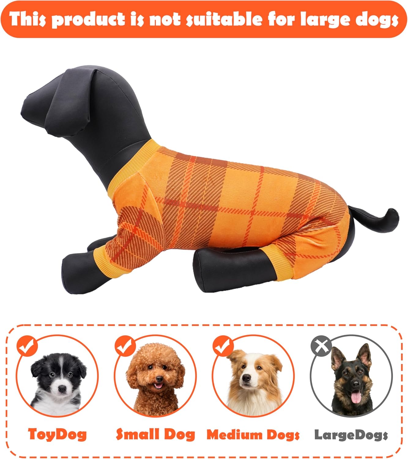 PET SHOW 4 Pack Small Dog Pajamas Holiday Dog Clothes for Medium Dogs Girl Boy Soft Stretchy PJs Plaid Jumpsuit Puppy Cats Fall Onesies Christmas Outfits with Sleeve Pets Dachshund Costume(L, Plaid)