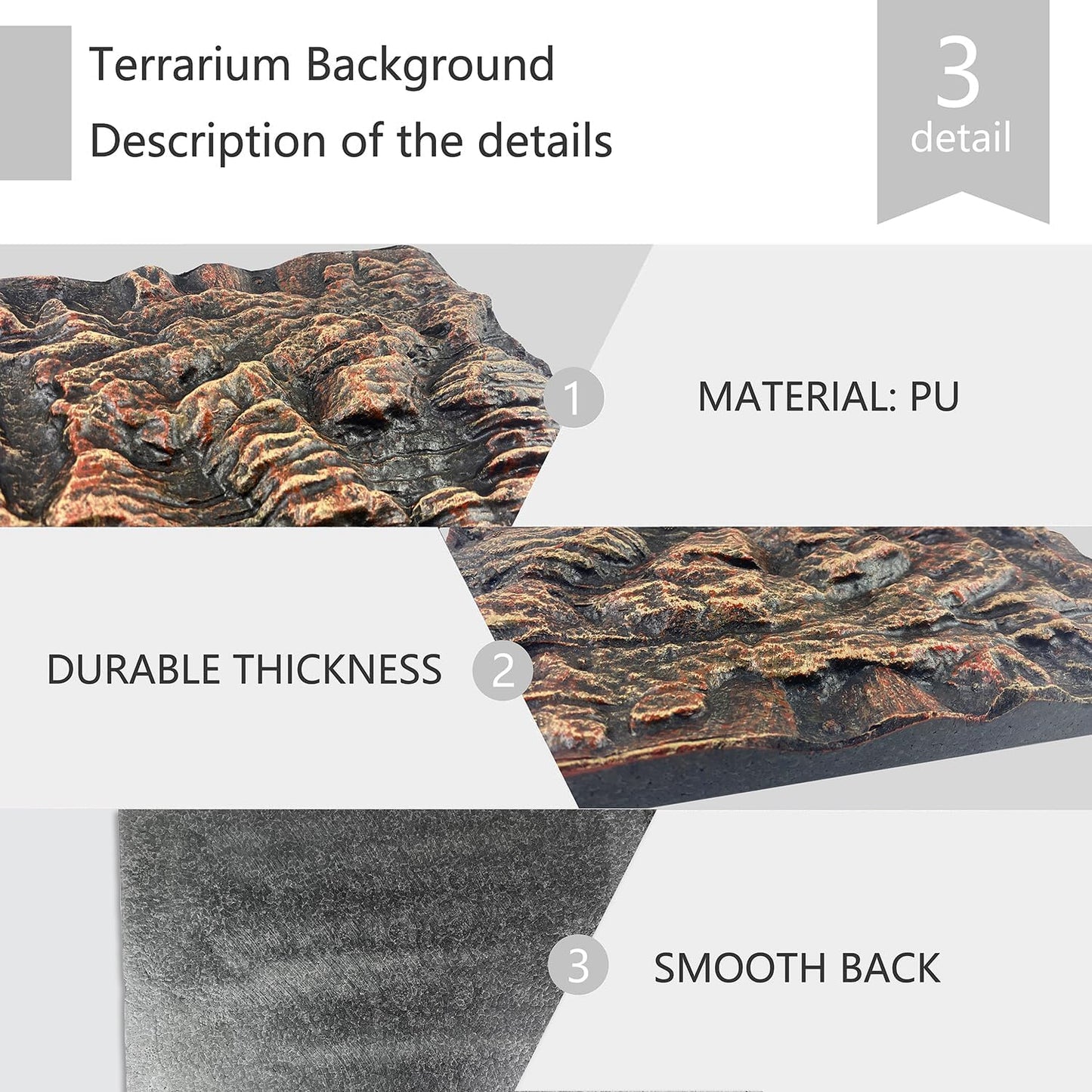 4pcs Rock Terrarium Background,3D Reptile Tank Background Board,Amphibian Stereo Backdrop Wall,Lizard Snake Gecko Spider Chameleon Turtle Fish pet silo Background Decorative Panel