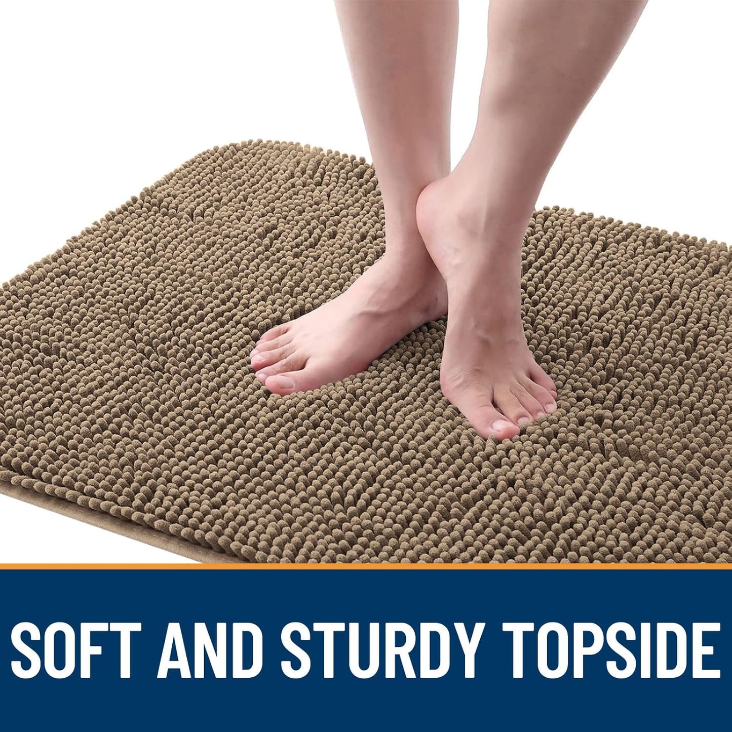 OLANLY Dog Door Mat for Muddy Paws 47x17, Absorbs Moisture and Dirt, Absorbent Non-Slip Washable Doormat, Quick Dry Chenille Mud Mat for Dogs, Entry Indoor Entryway Carpet for Inside Floor, Tan