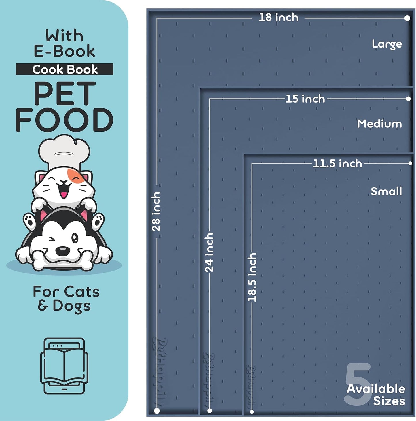 Dog Food Mat - 28x18 Raised Edges Dogs Mat for Food and Water Prevent Spill, Waterproof Cat Food Mats Protect Floors, Easy Clean Dog Bowl Mats for Food and Water, Silicone Pet Feeding Placemats