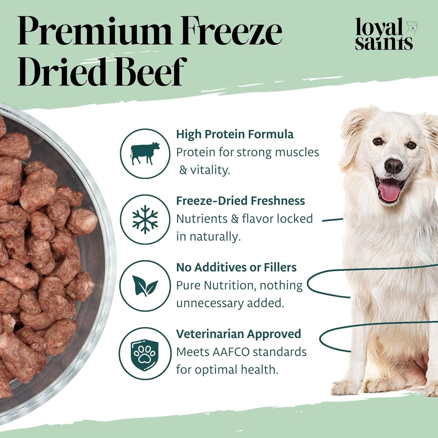 Freeze Dried Raw Dog Food - Premium Beef Flavor with High Protein and Grain Free Dog Food for Small or Large Breeds and Picky Eaters - Versatile as Meal Topper, Snack, and Treats, 5 Oz