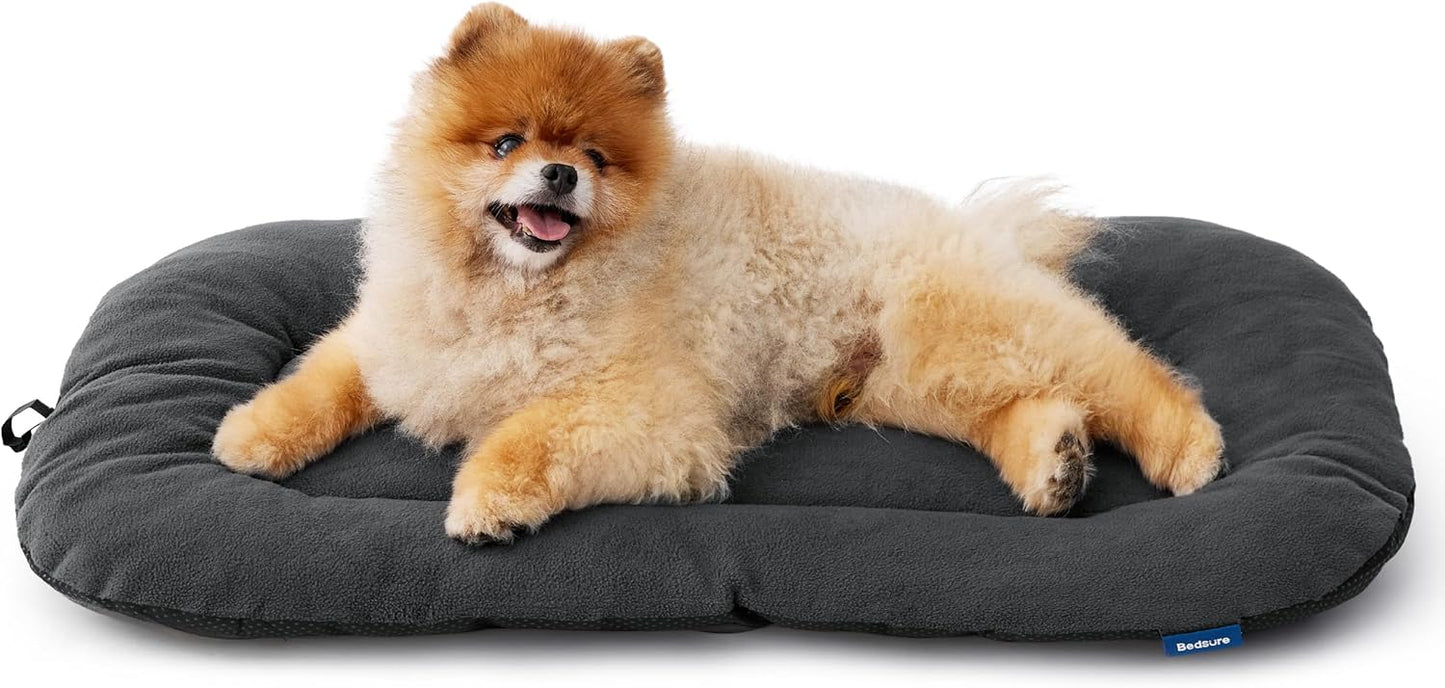 Bedsure Washable Dog Crate Pad for Small Dogs, Anti-Slip Puppy Kennel Dog Bed for Crate - Ultra Soft Fleece Flat Thin Pet Mat (Not Chew Proof), Grey 23"x17"