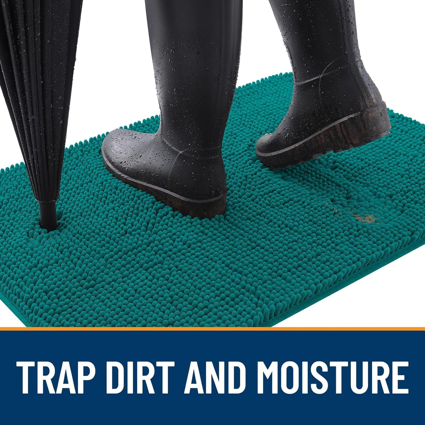 OLANLY Dog Door Mat for Muddy Paws 30x20, Absorbs Moisture and Dirt, Absorbent Non-Slip Washable Doormat, Quick Dry Chenille Mud Mat for Dogs, Entry Indoor Entryway Carpet for Inside Floor, Lake Blue