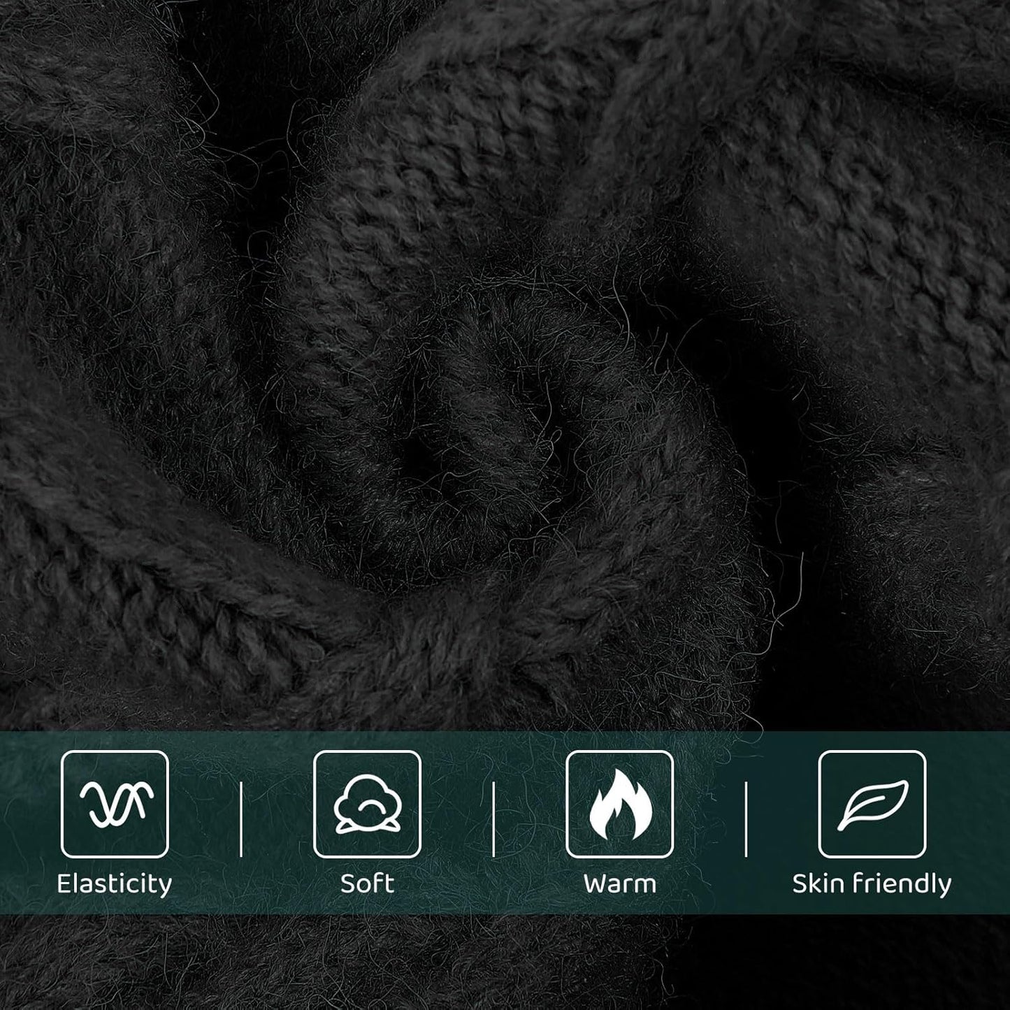 Queenmore Small Dog Pullover Sweater, Cold Weather Cable Knitwear, Classic Turtleneck Thick Warm Clothes for Chihuahua, Bulldog, Dachshund, Pug (Black, Medium)