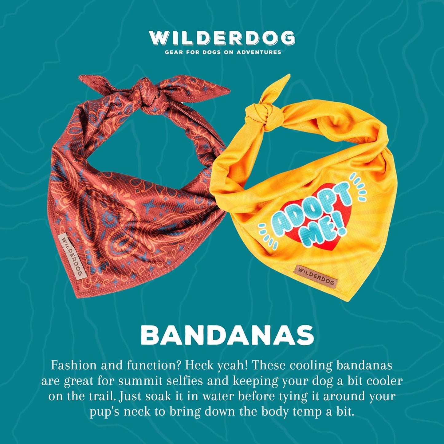 Wilderdog Dog Bandana with Lightweight Quick Drying Poly-Blend Mesh Material in Off The Chain