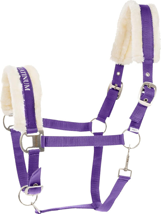 HORZE Howard Soft Fleece Padded Adjustable Polyester Horse Halter - Purple - Warmblood