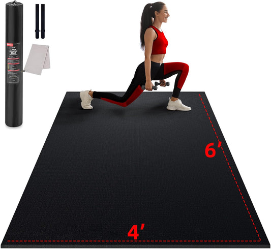 Large Exercise Mat for Home Workout,12‘x6’/10'x6'/9'x6'/8'x6'/7'x5'/6'x4' (7mm) Extra Thick Workout Mat, High-Density Gym Mat for Cardio, Jump Rope, MMA, Weights (Shoe-Friendly)
