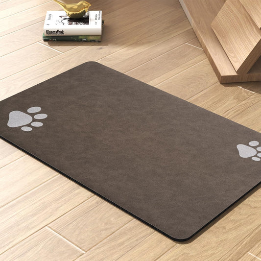 Pet Feeding Mat-Absorbent Dog Mat for Food and Water Bowl-No Stains Quick Dry Water Dispenser Mat-Dog Accessories Pet Supplies-Bowl for Messy Drinkers（Brown,12"x19"