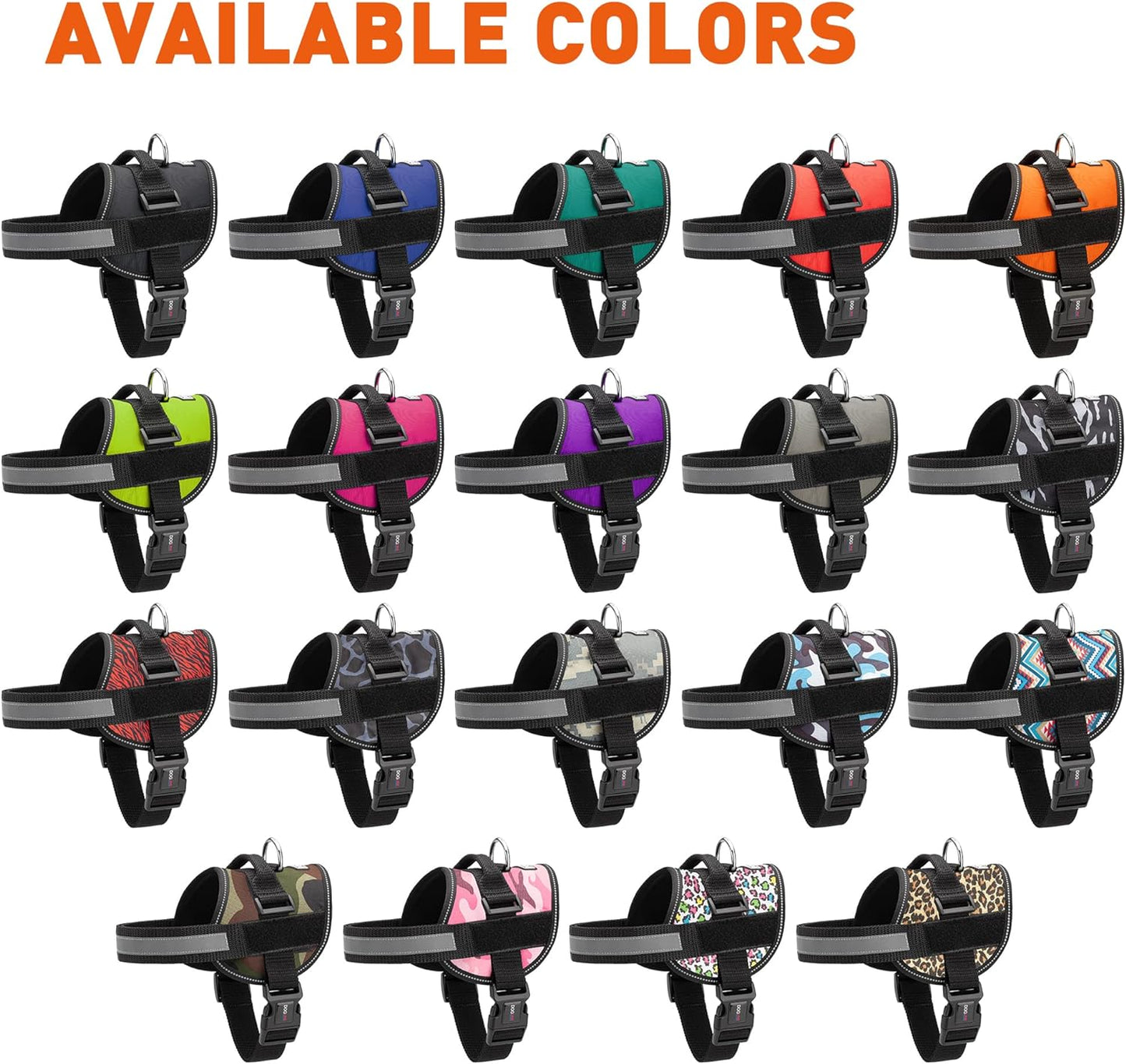 Dogline Dog Harness, Reflective No-Pull Adjustable Vest with Handle for Walking, Training, Breathable, No - Choke Harness for Small, Medium or Large Dogs Room for Patches Leopard Rainbow L 27"-34"