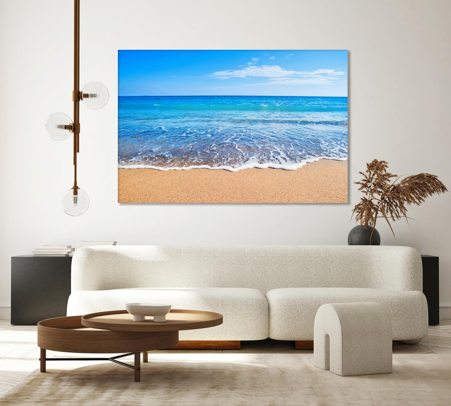 Nature Wall Art Prints - Ocean Forest Mountain Lake Canvas Landscapes - Small to Extra Large Living Room Bedroom Kitchen Bathroom Décor (Sandy Ocean Beach, 28L" x 41W")