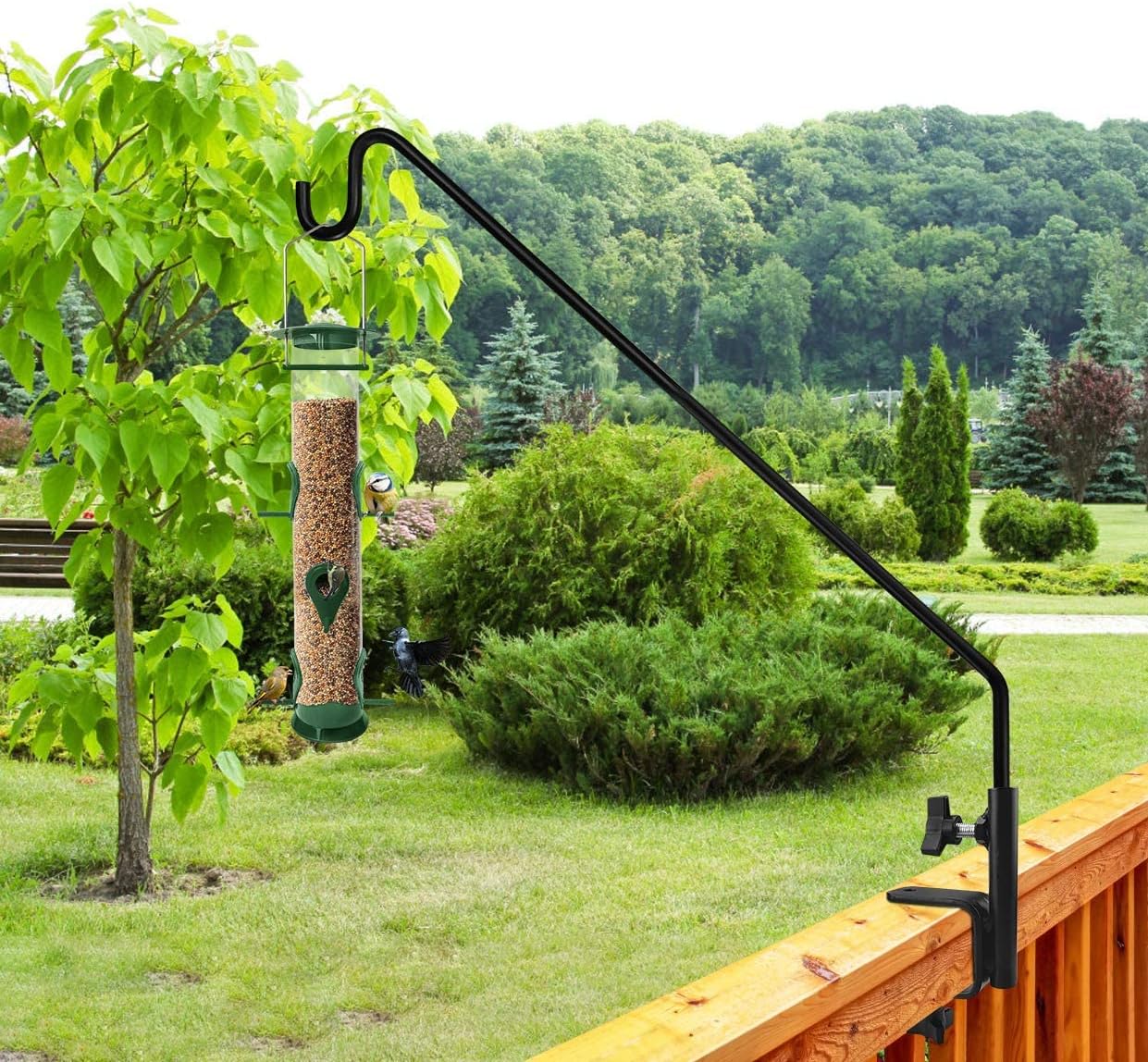 MIXXIDEA 2 Pack Heavy Duty Extensible Adjustable Deck Hooks for Hanging Bird Feeders, Plants, Suet Baskets, Wind Chimes, Lanterns