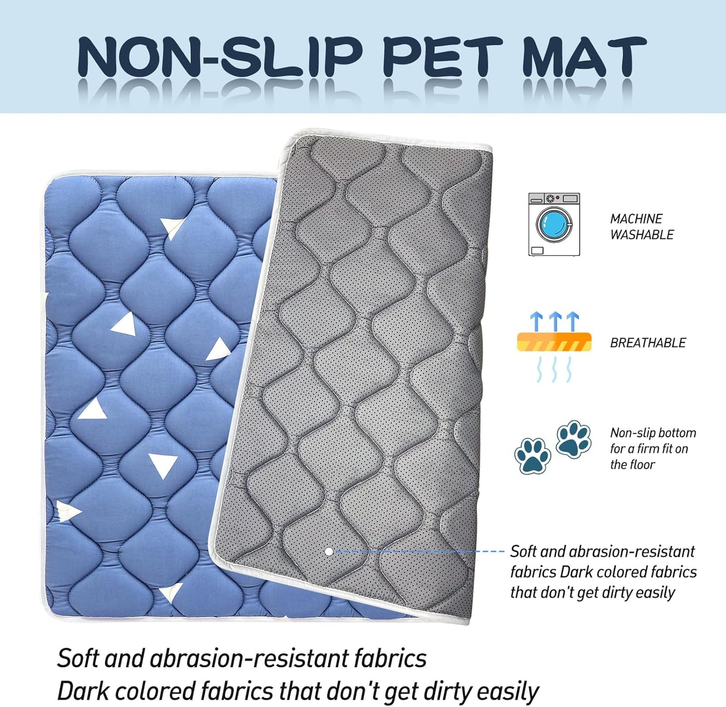 Dog Crate Mat, Ultra Soft Dog Bed Mat for Sleeping with Anti-Slip Bottom, Washable Kennel Pad for Large Medium Small Dogs Breeds with Cute Prints and Dark Colored to Hide Stains (52" X 28")
