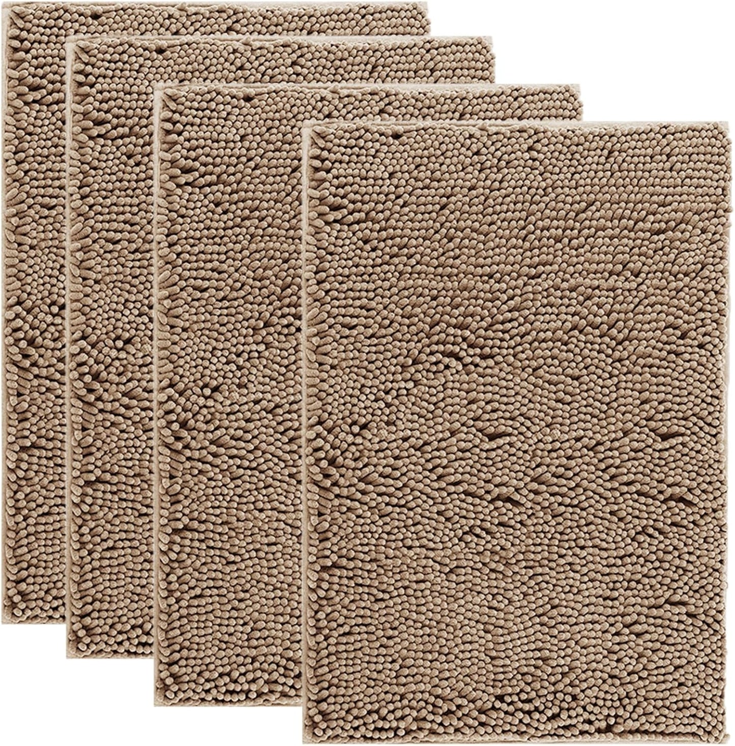4 Pieces Muddy Door Mats for Dogs, Chenille Absorbent Pet Mats, Quick Dry, Trap Dirt Non Slip Heavy Indoor Doormat Soft Dog Bed Mat Front Inside Door Mat for Indoor Outdoor Entrance,Camel
