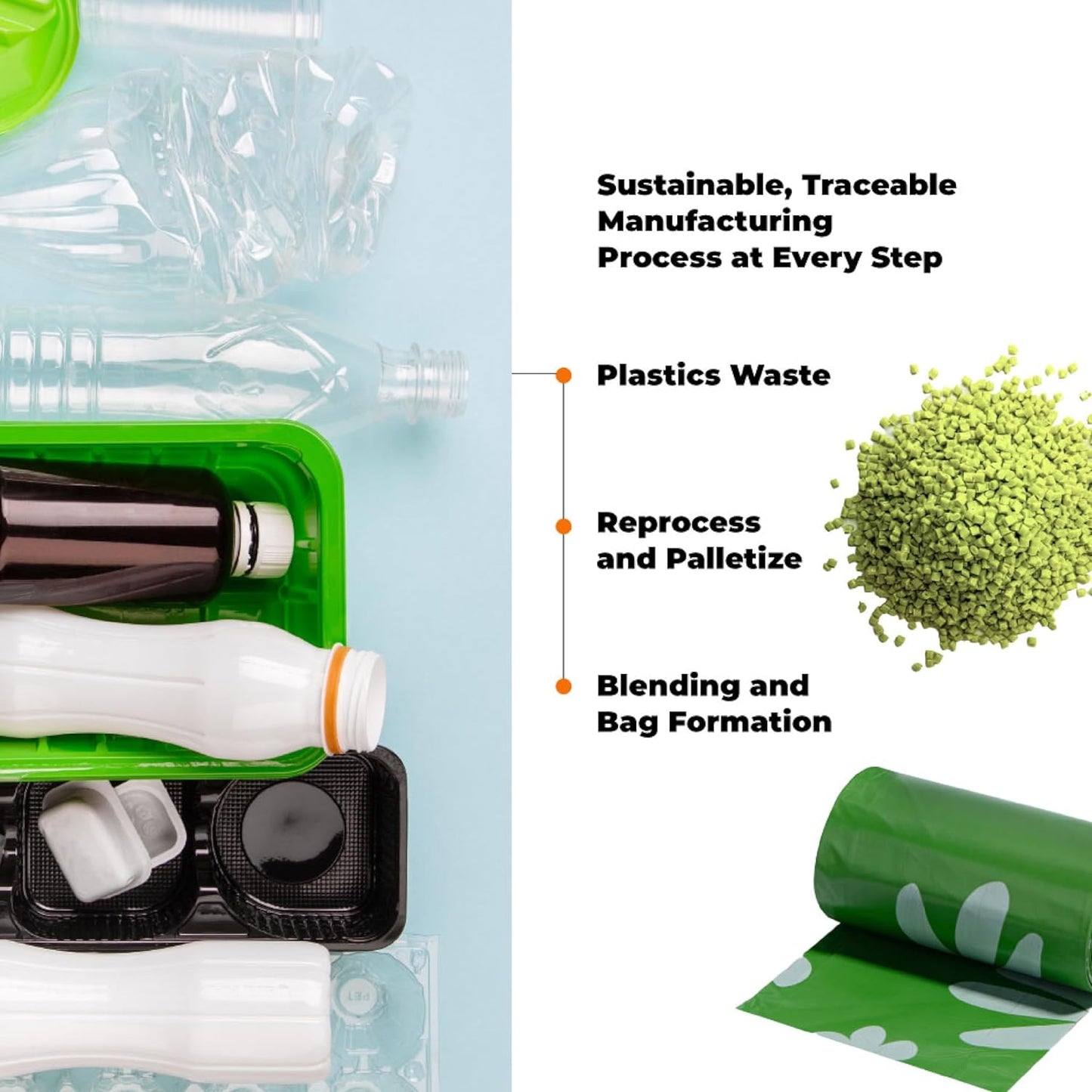 Best Pet Supplies Poop Bags for Dogs, 50% Post-Consumer Recycled Content dog waste bags on rolls, fits all poop bag holders for leashes - 600 Count, Green, Unscented