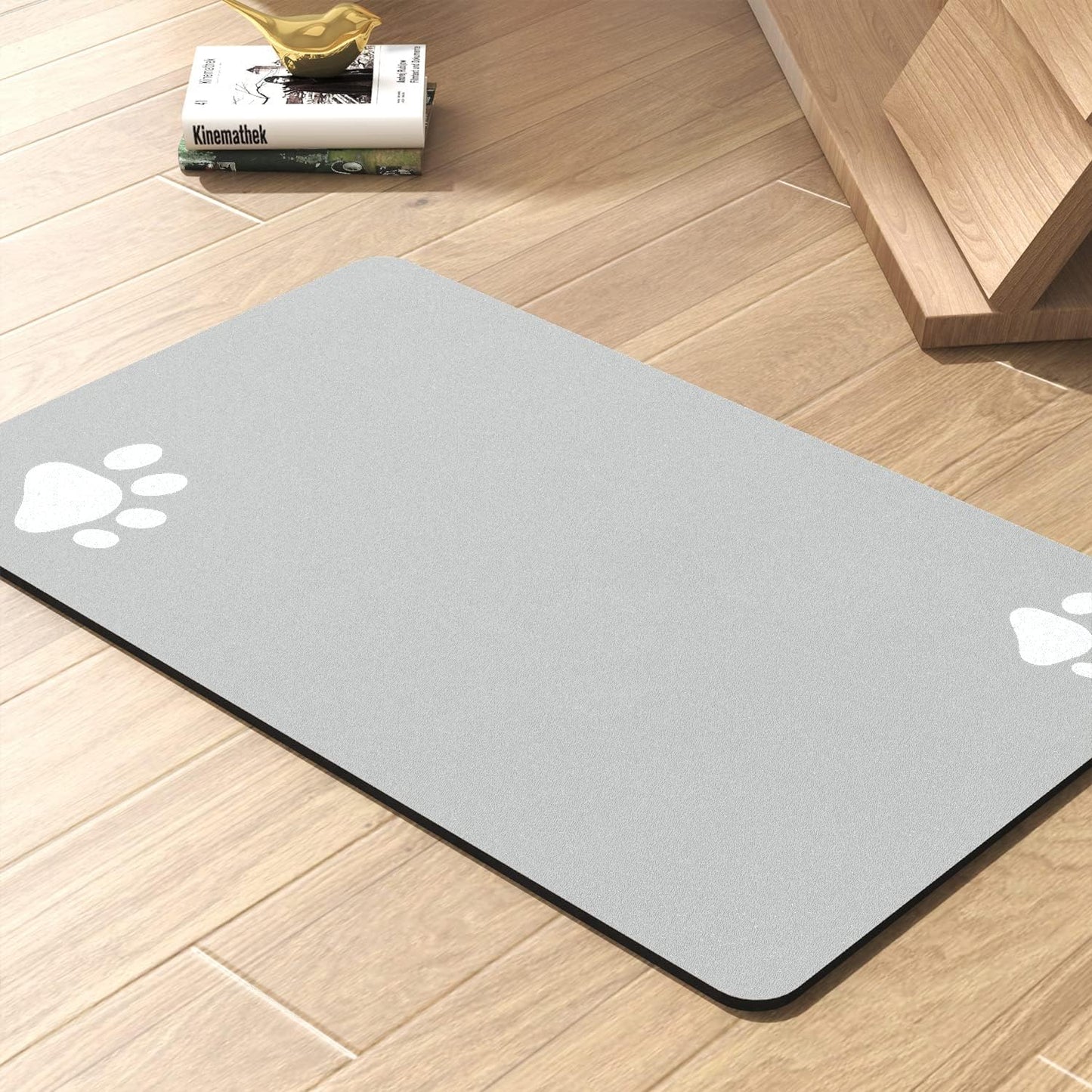 Pet Feeding Mat-Absorbent Dog Mat for Food and Water Bowl-No Stains Quick Dry Water Dispenser Mat-Dog Accessories Pet Supplies-Bowl for Messy Drinkers（LIGHTGREY,12"x19"