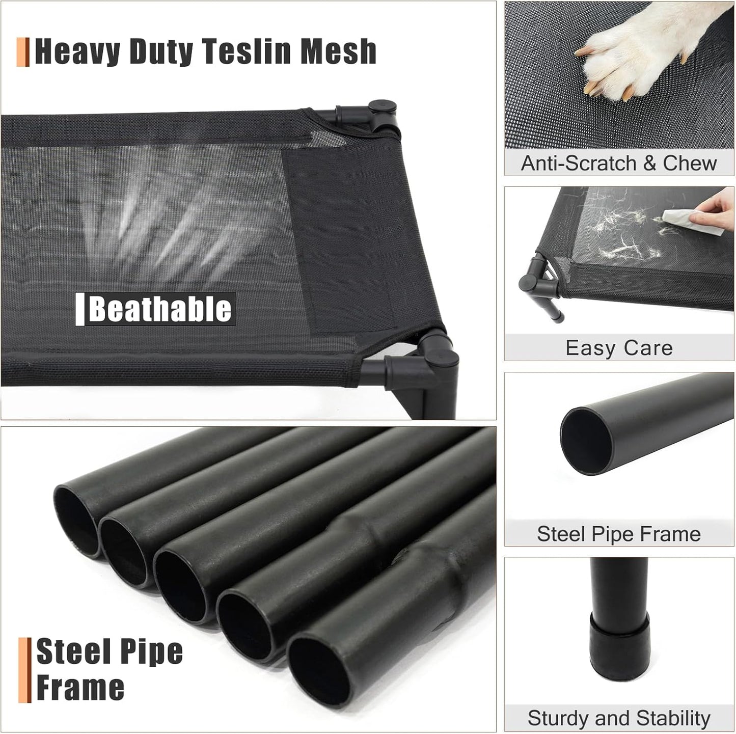 Elevated Dog Bed for Small Dogs, Raised Dog Cot Beds Fits Up to 150 LBs, Heavy Duty Pet Cots with Durable Supportive Teslin Recyclable Washable Mesh, Indoor & Outdoor Dog Bed, Green