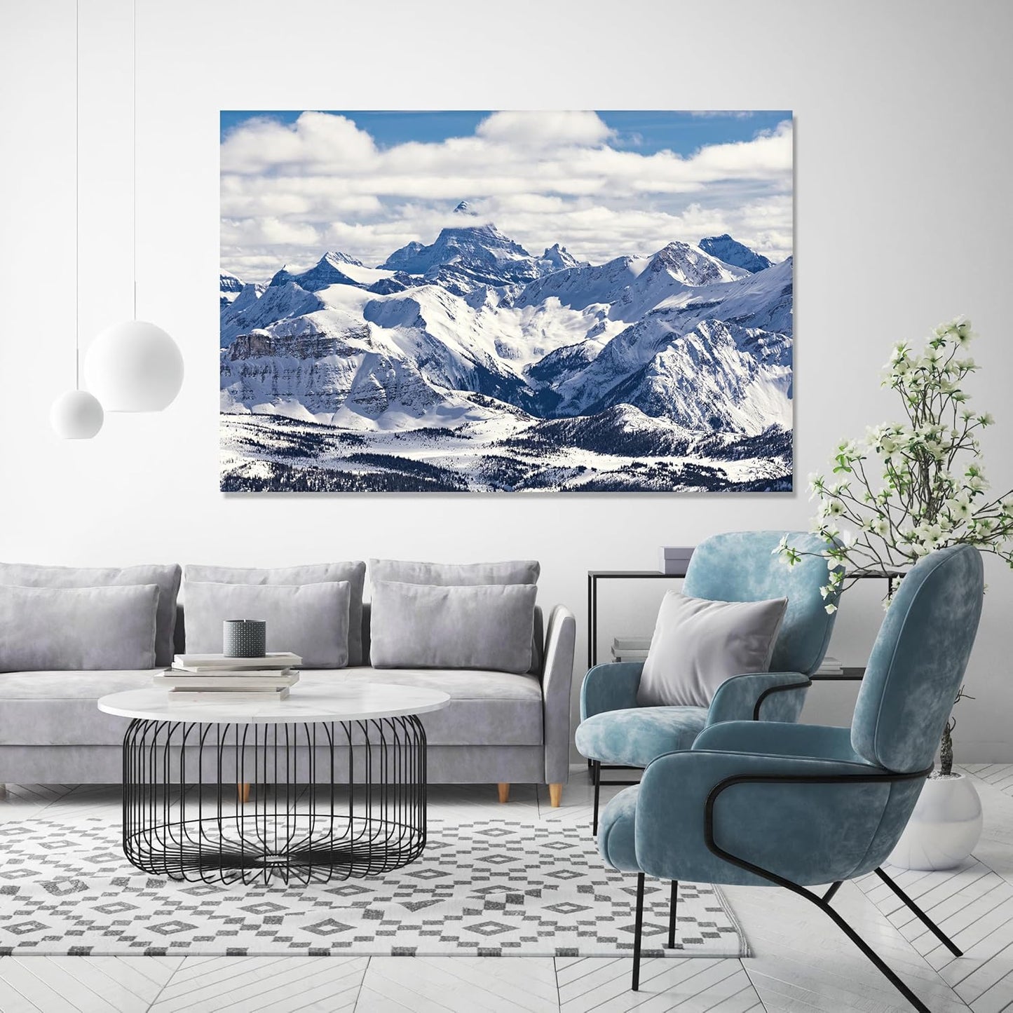 Nature Wall Art Prints - Ocean Forest Mountain Lake Canvas Landscapes - Small to Extra Large Living Room Bedroom Kitchen Bathroom Décor (Snowy Mountains Landscape, 24L" x 36W")