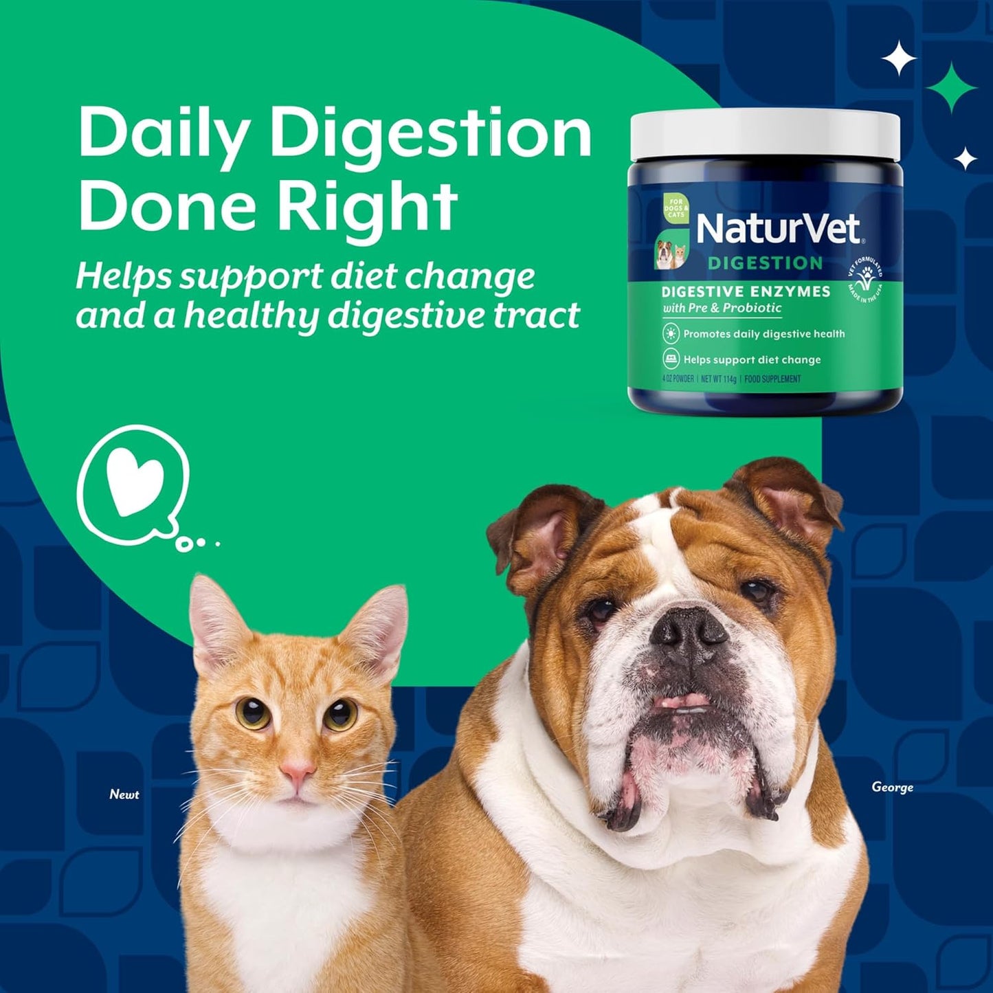 NaturVet – Digestive Enzymes for Dogs - Plus Probiotics & Prebiotics | Helps Support Diet Change & A Healthy Digestive Tract | for Dogs & Cats | 4 oz Powder
