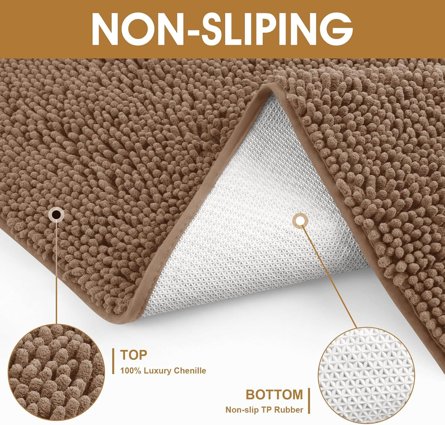 4 Pieces Muddy Door Mats for Dogs, Chenille Absorbent Pet Mats, Quick Dry, Trap Dirt Non Slip Heavy Indoor Doormat Soft Dog Bed Mat Front Inside Door Mat for Indoor Outdoor Entrance,Camel