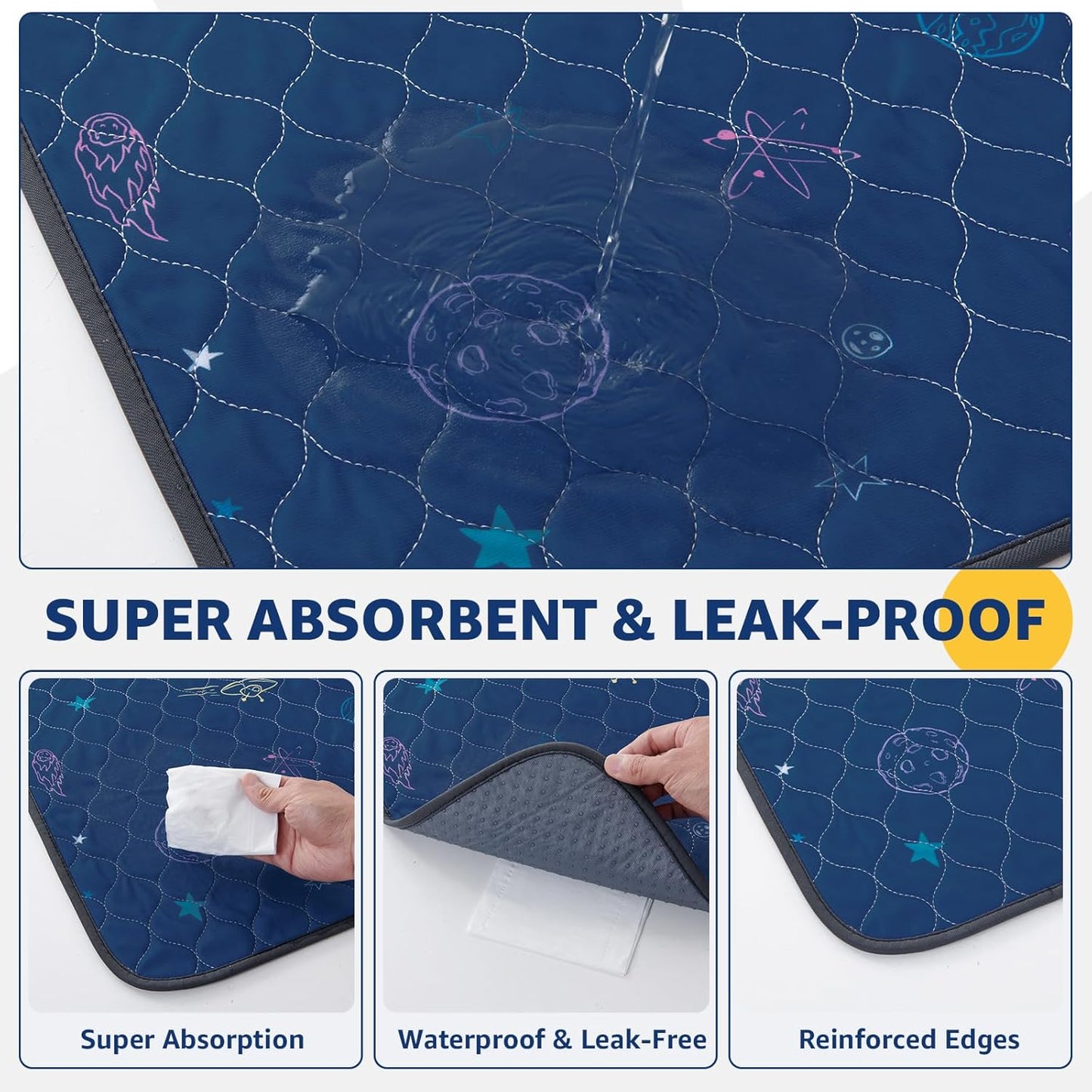 LOOBANI Pee Pads for Dogs Washable: Reusable Dog Pee Pads for Small Pet, 2 Pack Waterproof Puppy Whelping Pads 31" x 36", Non-Slip Potty Training Mat for Dog Playpen, Floor, Cage, Sofa, Crate, Blue