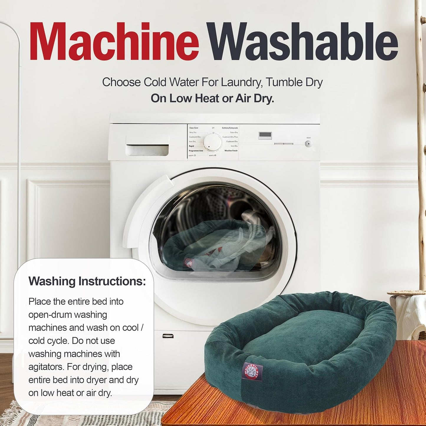 Majestic Pet Villa 24 Inch Shredded Memory Foam Dog Bed for Small Sized Dogs 24x19x7 Inch–Orthopedic Dog Bed - Durable Pet Bed - Washable Small Pet Bed with Head Support-Marine