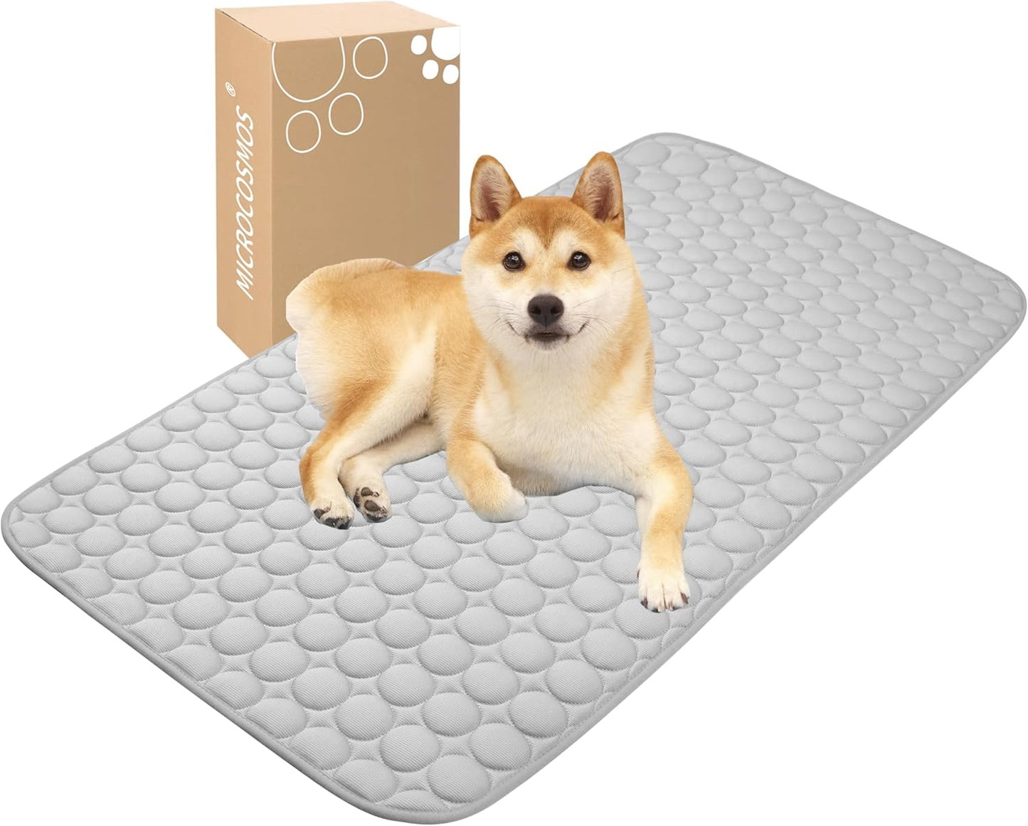 MICROCOSMOS Summer Cooling Mat & Sleeping Pad- Water Absorption Top, Materials Safe, Easy Carry, EZ Clean. Keep Cooling for Pets, Kids and Adults.(Grey, 48" x24")
