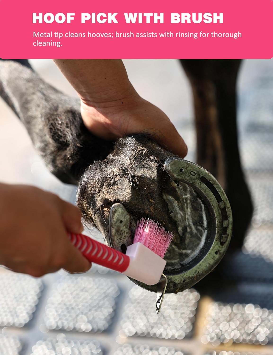 11PCS Horse Grooming Kit Curry Comb Sweat Scraper Horse Bathing Supplies Grooming Tools with Storage Bag Pink Garnet