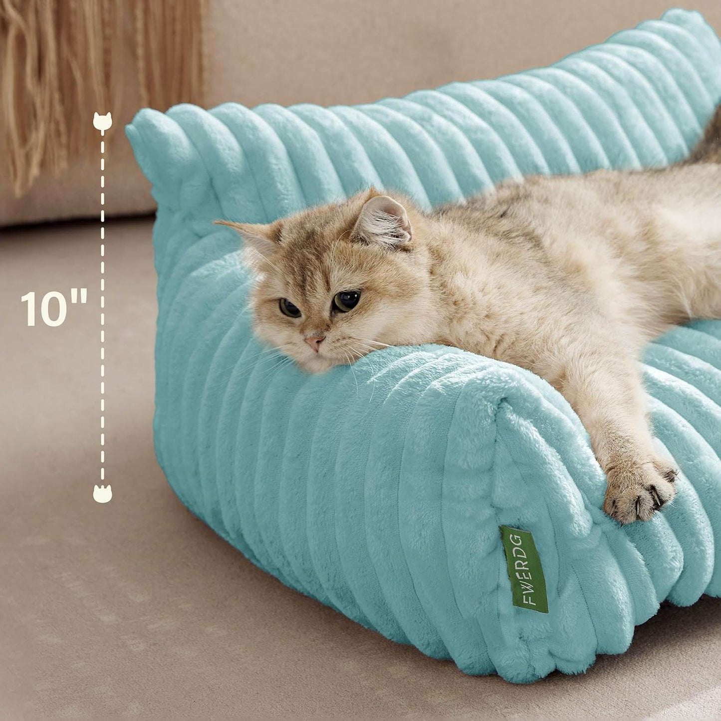 Cute Couch Bed for Pets, Supportive Cat Sofa for Indoor Cats, Small Dog Sofa Bed for Small Dogs, Light Blue, 24inches